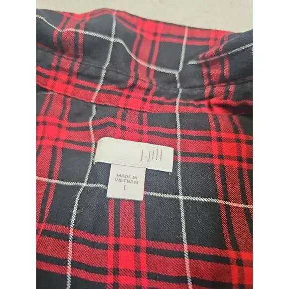 J Jill Shirt Womens Large Plaid Button Up Red & Black - Picture 4 of 7
